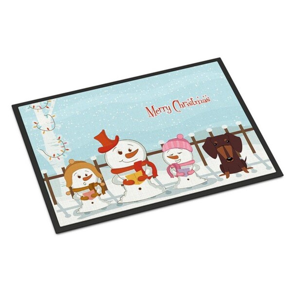 Carolines Treasures Merry Christmas Carolers Dachshund Chocolate Indoor or Outdoor Mat, 18 x 0.25 x 27 in. BB2462MAT - main